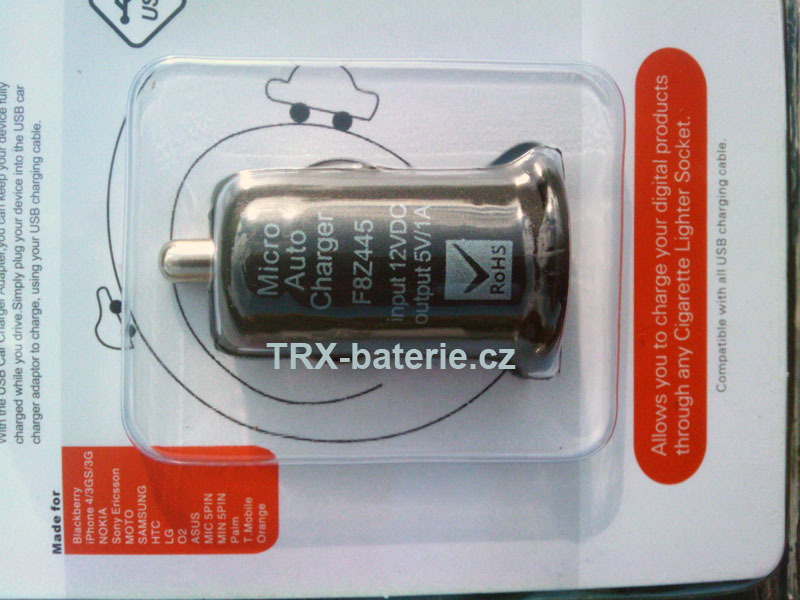 Mini USB car charger 5V / 1000mA - CL cigaretová autonabíječka černá - 2