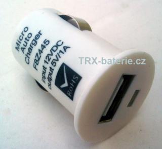 Mini USB car charger 5V / 1000mA - CL cigaretová autonabíječka bílá