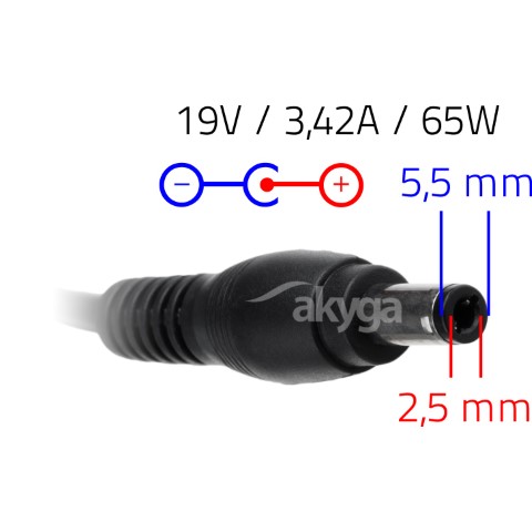 Napájecí zdroj Akyga AK-ND-01 19V/3.42A 65W 5.5x2.5mm konektor - neoriginální