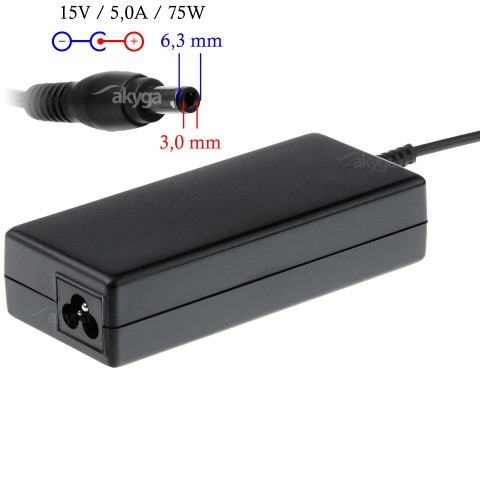Napájecí zdroj Akyga AK-ND-14 15V/5A 75W 6.3x3.0mm konektor - neoriginální