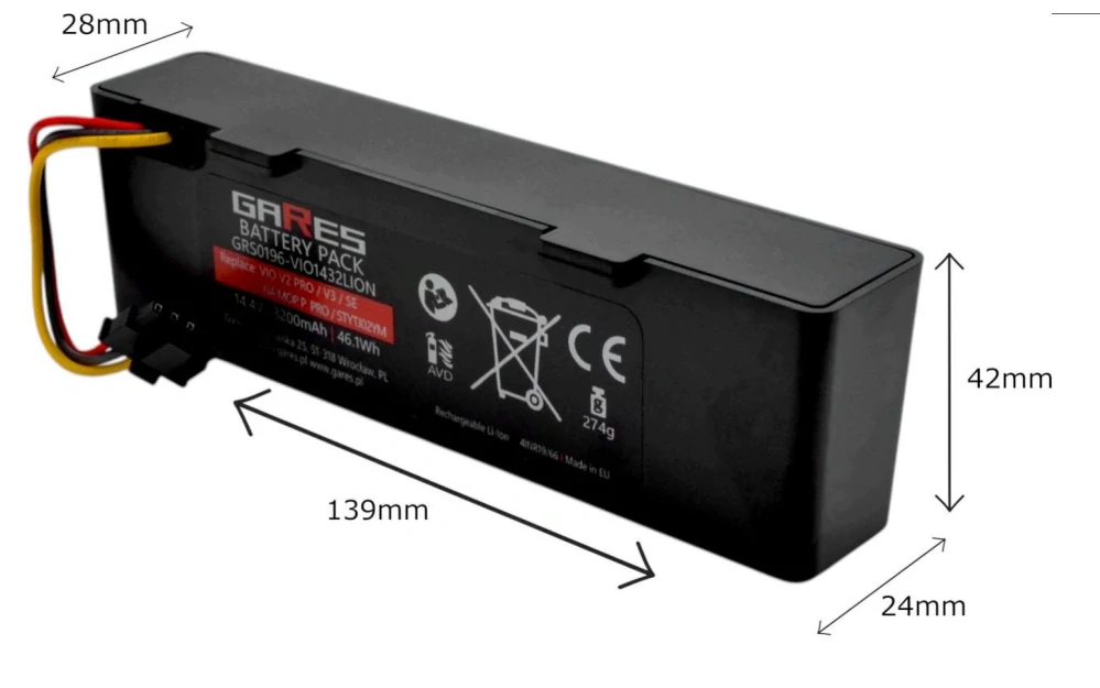 Baterie Gares N160-4S1P pro Xiaomi Robot Vacuum S10 / Mijia Vacuum-Mop P - Li-Ion 14,4V 3200mAh