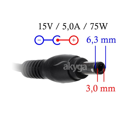 Napájecí zdroj Akyga AK-ND-14 15V/5A 75W 6.3x3.0mm konektor - neoriginální