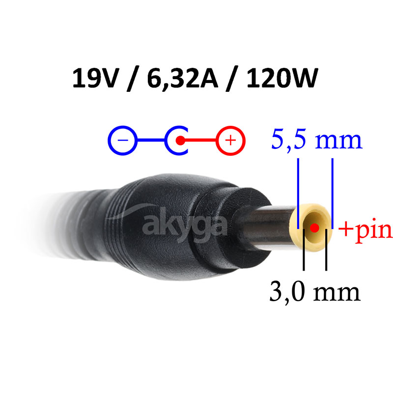Napájecí zdroj Akyga AK-ND-56 19V/6.32A 120W 5.5x3.0mm + pin - neoriginální