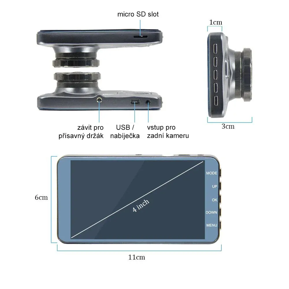 Kamera do auta Yikoo A13 Touch Dual Full HD
