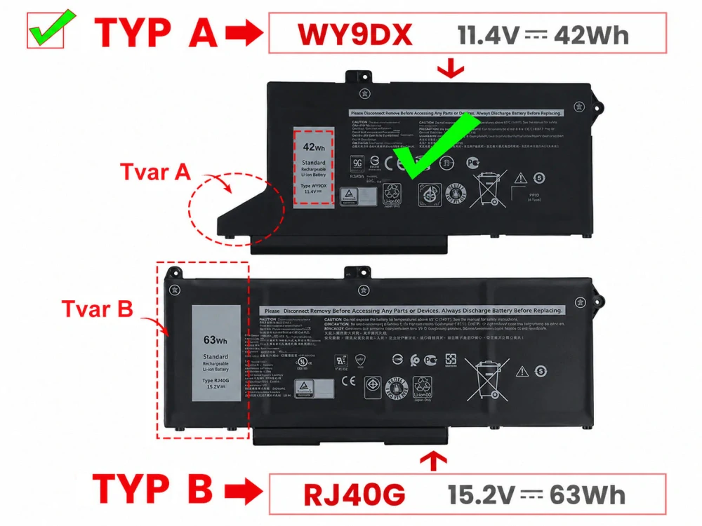 Baterie Enestar WY9DX pro notebooky DELL 451-BCSU Latitude 5420 5520 - Li-Ion 11,4V 3600mAh 42Wh