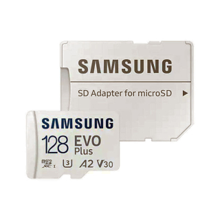 128GB Samsung EVO Plus Micro SDXC + SD adaptér