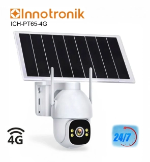 Solární otočná 4G IP kamera Innotronik ICH-PT65-4G - AOV 24/7 nepřetržitý záznam